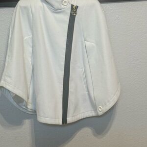 Imani stylish White Cape with Black Zipper M/L